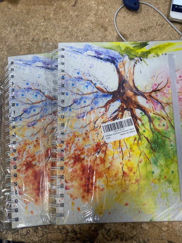 Photo 2 of 2 PK- Hardcover Academic Year 2023-2024 Planner: (July 2023 Through June 2024) 8.5"x11" Daily Weekly Monthly Planner Yearly Agenda. Bookmark, Pocket Folder and Stickers Set (Tree Seasons)