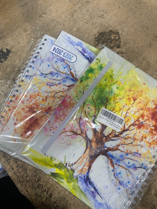 Photo 2 of 3 PK- Hardcover Academic Year 2023-2024 Planner: (July 2023 Through June 2024) 8.5"x11" Daily Weekly Monthly Planner Yearly Agenda. Bookmark, Pocket Folder and Stickers Set (Tree Seasons)