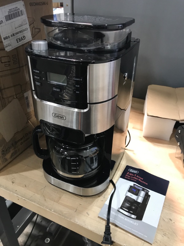 Photo 2 of 10-Cup Drip Coffee Maker, Grind and Brew Automatic Coffee Machine with Built-In Burr Coffee Grinder, Programmable Timer Mode and Keep Warm Plate, 1.5L Large Capacity Water Tank