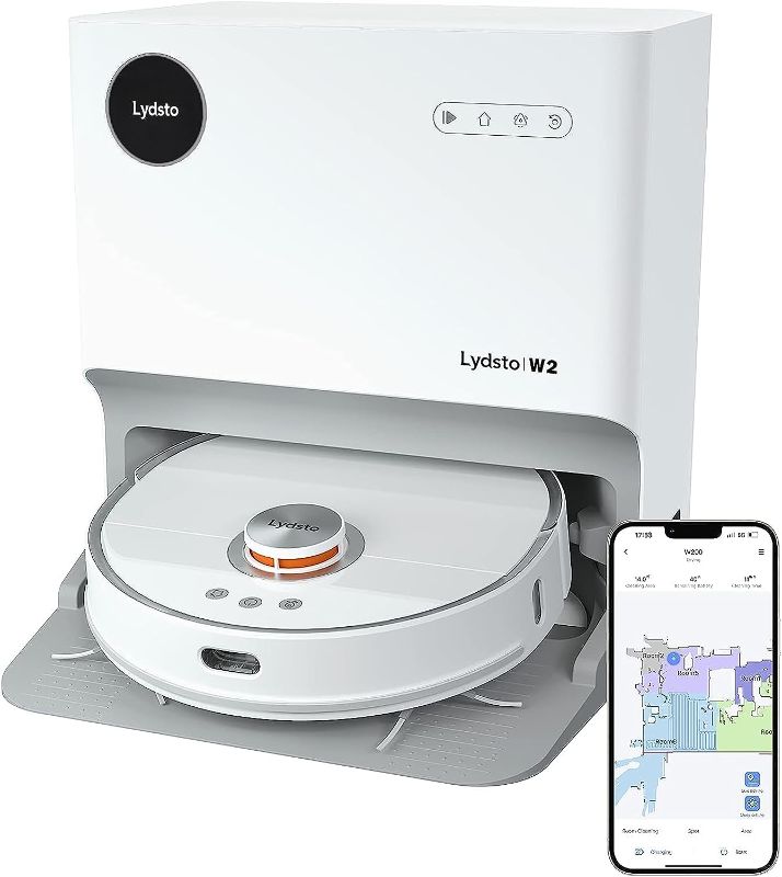 Photo 1 of          Lydsto W2 Robot Vacuum and Mop Combo with Auto Mop Cleaning and Drying Self Refilling and Self Emptying with LDS2.0 Radar Obstacle Avoidance,5000Pa Suction, LED Display WiFi, App Control(White)                                                     