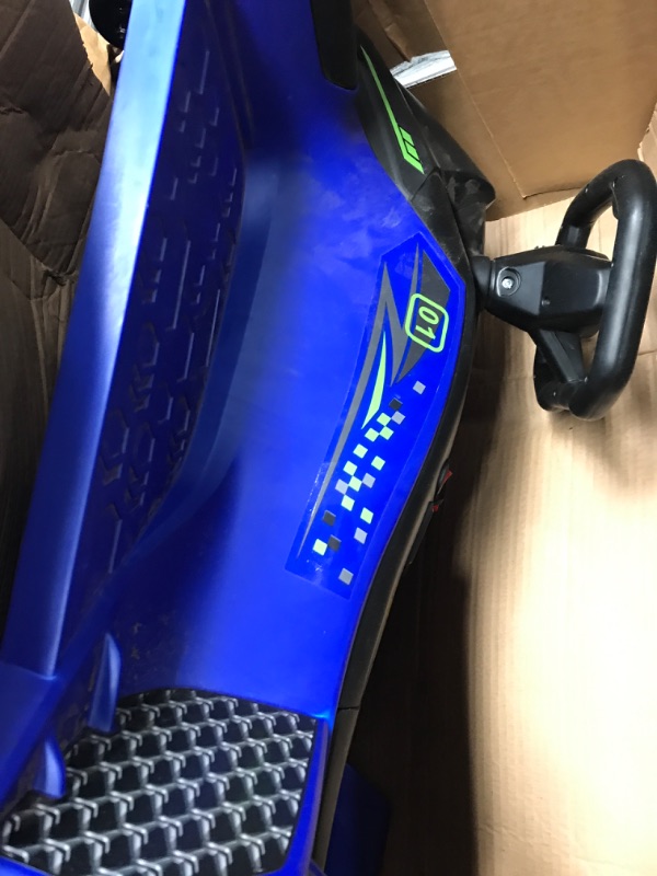 Photo 1 of 24V Kids Ride on Drift Car for Kids, Electric Drifting Go-Kart Up to 7.5 mph Variable Speed, Built-in Music,Colorful LED Light,USB,Low-Power Alarm,Blue