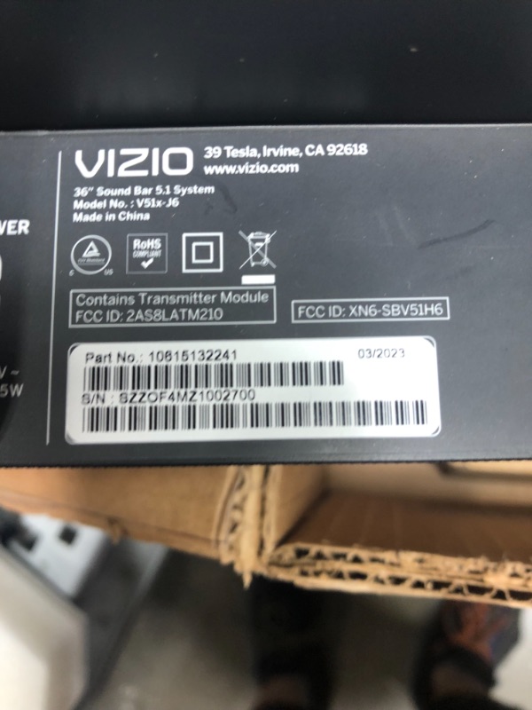 Photo 4 of VIZIO V-Series 5.1 Home Theater Sound Bar with Dolby Audio, Bluetooth, Wireless Subwoofer, Voice Assistant Compatible, Includes Remote Control - V51x-J6 36-in Wireless Subwoofer 5.1