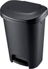 Photo 1 of *MINOR DAMAGE* Rubbermaid Classic Step-On Trash Can with Lid, 13-Gallon, Black, Easy Clean Wastebasket for Home/Kitchen/Bedroom/Office
