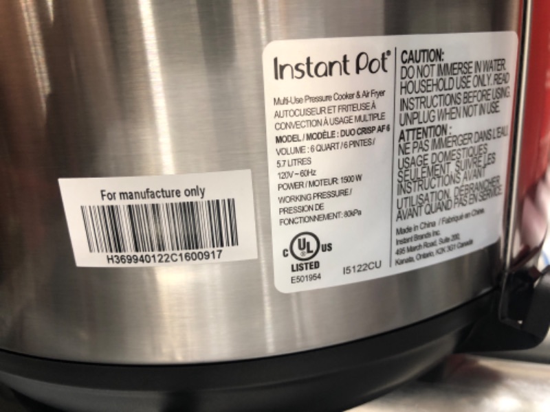 Photo 4 of *REVIEW PHOTOS* Instant Pot Duo Crisp 11-in-1 Air Fryer and Electric Pressure Cooker Combo with Multicooker Lids that Air Fries, Steams, Slow Cooks, Sautés, Dehydrates, & More, Free App With Over 800 Recipes, 6 Quart 6QT Crisp