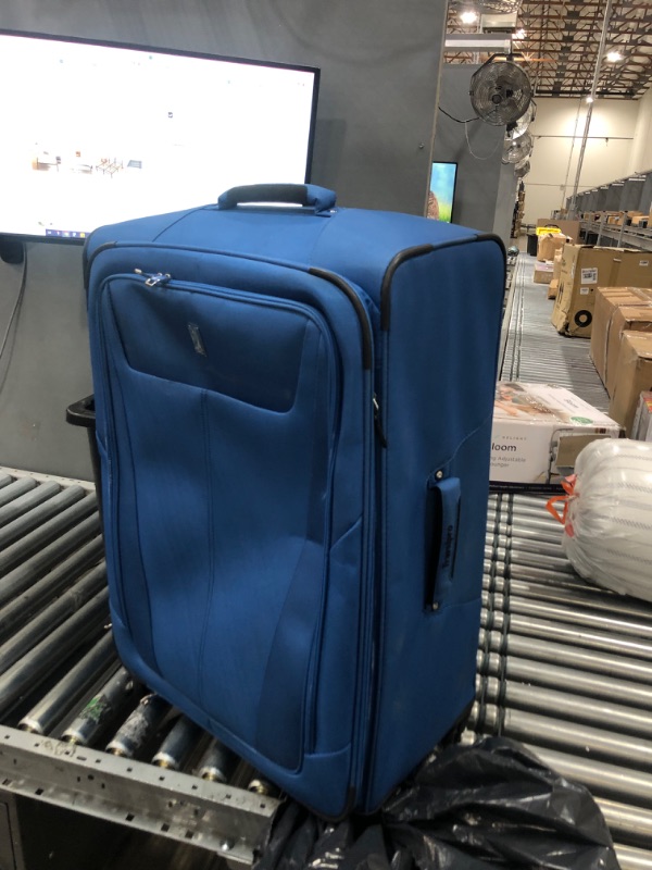 Photo 2 of Maxlite 5 Softside Expandable Upright 2 Wheel Luggage, Lightweight Suitcase, Men and Women, Azure Blue, Checked-Medium 26-Inch