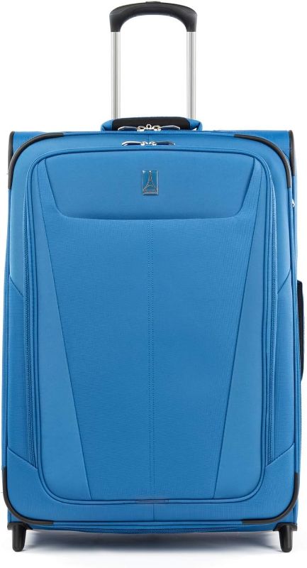 Photo 1 of Maxlite 5 Softside Expandable Upright 2 Wheel Luggage, Lightweight Suitcase, Men and Women, Azure Blue, Checked-Medium 26-Inch