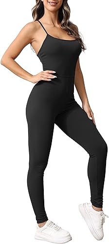 Photo 1 of Cnkwei Womens Yoga Jumpsuits Ribbed One Piece Spaghetti Strap Bodycon Bodysuit Workout Rompers Playsuit
MEDIUM