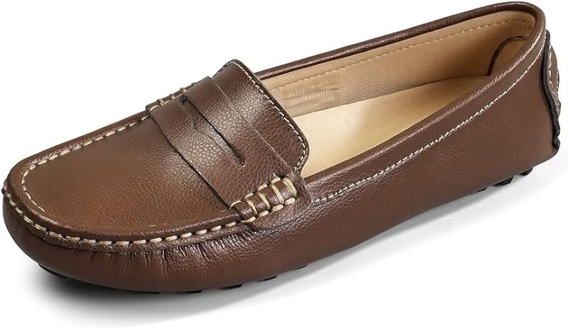 Photo 1 of Artisure Women's Classic Genuine Leather Penny Loafers Driving Moccasins Casual Slip On Boat Shoes Fashion Comfort Flats COFFEE 9
