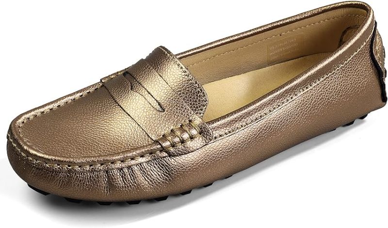 Photo 1 of Artisure Women's Classic Genuine Leather Penny Loafers Driving Moccasins Casual Slip On Boat Shoes Fashion Comfort Flats ROSE GOLD 10.5
