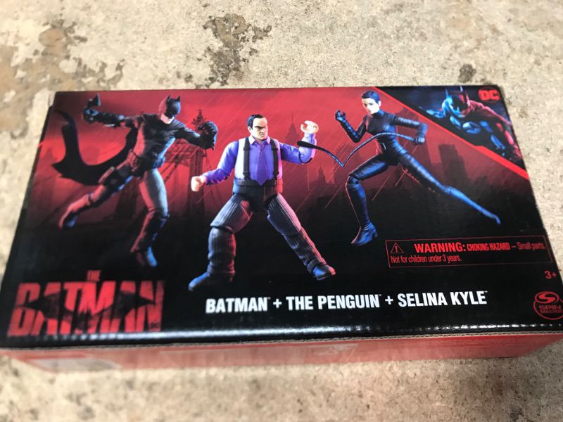 Photo 2 of DC Comics, Batman 3-Pack with Exclusive 4” Batman, Selina Kyle, The Penguin Action Figures, 3 Accessories, Batman Movie Kids Toys (Amazon Exclusive) Figures 3-pack