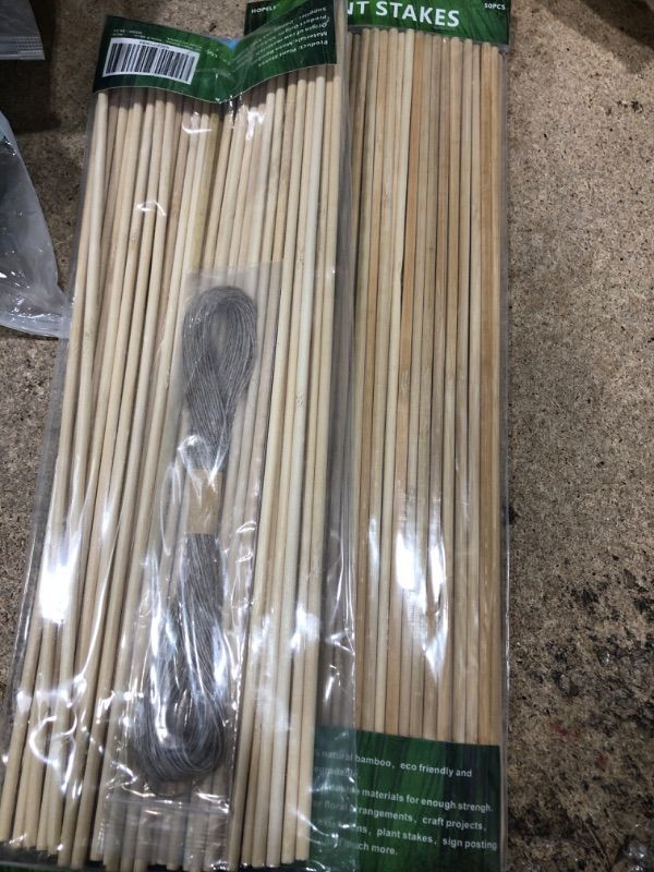 Photo 1 of 2 pk- HOPELF 50 Pack 16" Bamboo Plant Stakes for Wood Garden Sticks?Wooden Indoor Gardening Floral Plant Support ?Potted Plants?Crafts