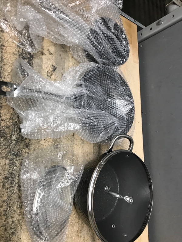 Photo 1 of Lecooking 7 Piece Non Stick Cookware Set, Pots, Pans Nonstick Coating, Includes Fry Pans, Stock Pots, Sauce Pan, etc, Pots and Pans Set Dishwasher Safe(Black) 7 Pieces Black