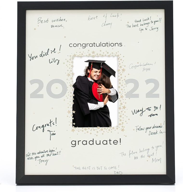 Photo 1 of MIMOSA MOMENTS 12x14 Black Class of 2022 Graduation Signature Picture Frame, Graduate Autograph Frame and 4x6 Photo Display (Signature 4x6 Photo, Black)