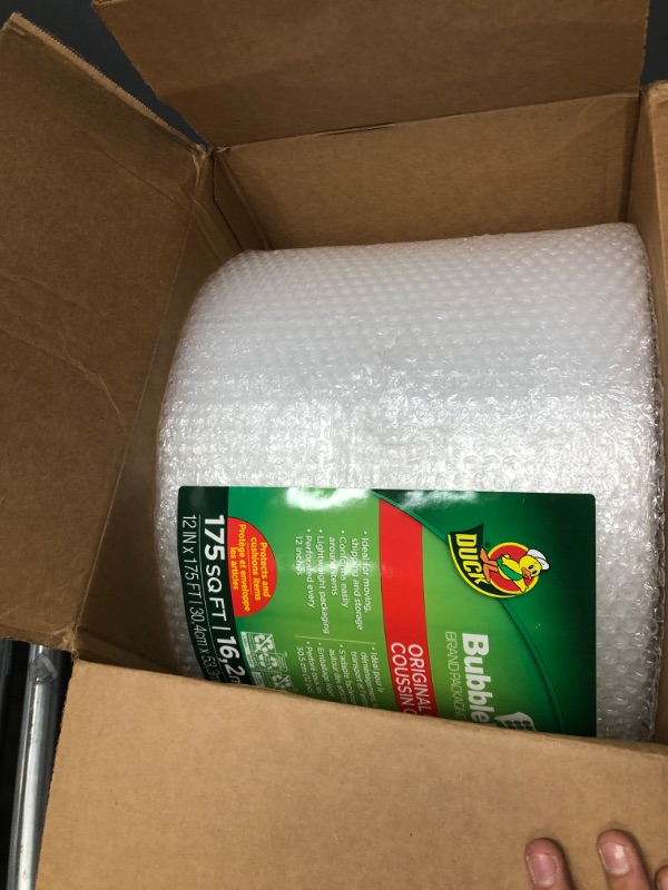 Photo 2 of Duck Brand Bubble Wrap Roll, 12” x 175’, Original Bubble Cushioning for Packing, Shipping, Mailing and Moving, Perforated Every 12” (286891) 12 in. x 175 ft.