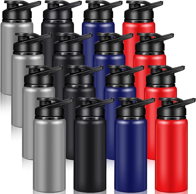 Photo 1 of Mimorou 16 Pack Aluminum Water Bottles Metal Travel Bottles with Snap Lid Aluminum Reusable Sports Bottles Lightweight Leak Proof Water Bottles Bulk for Gym Hiking Cycling Sports Outdoor