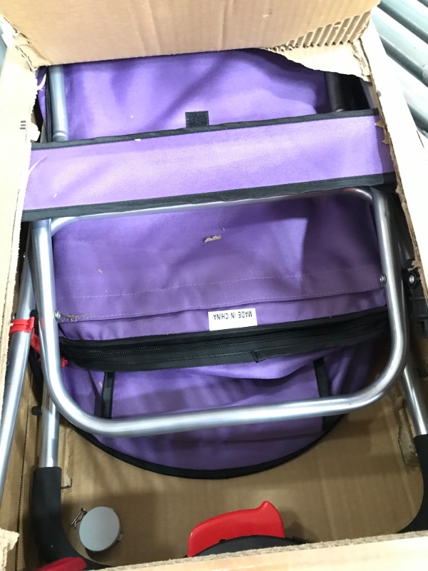 Photo 2 of Azaeahom Pet Stroller 4 Wheels Foldable Stroller for Cat,Dog & More,Cat Jogger Stroller with Storage Basket & Breathable Mesh, Easy to Walk Folding Travel Carrier (Purple)