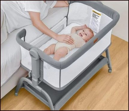 Photo 1 of ***Parts Only***BabyBond Baby Bassinet, 3 in 1 Bassinet Bedside Sleeper with Washable Soft Mattress and Sheet, 6 Height Adjustable Easy Folding Bedside Crib, 4-Sided Mesh Bedside Bassinet for Baby,Gray