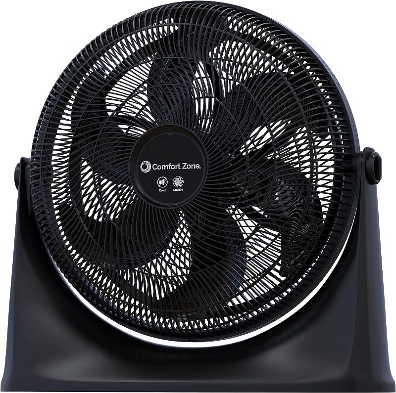 Photo 1 of 
Comfort Zone PowrCurve CZHV201BK 20” 3-Speed High-Velocity Wall-Mountable Floor Fan with 180-Degree Adjustable Tilt, 6 Fan Blades (Bracket Included), Black