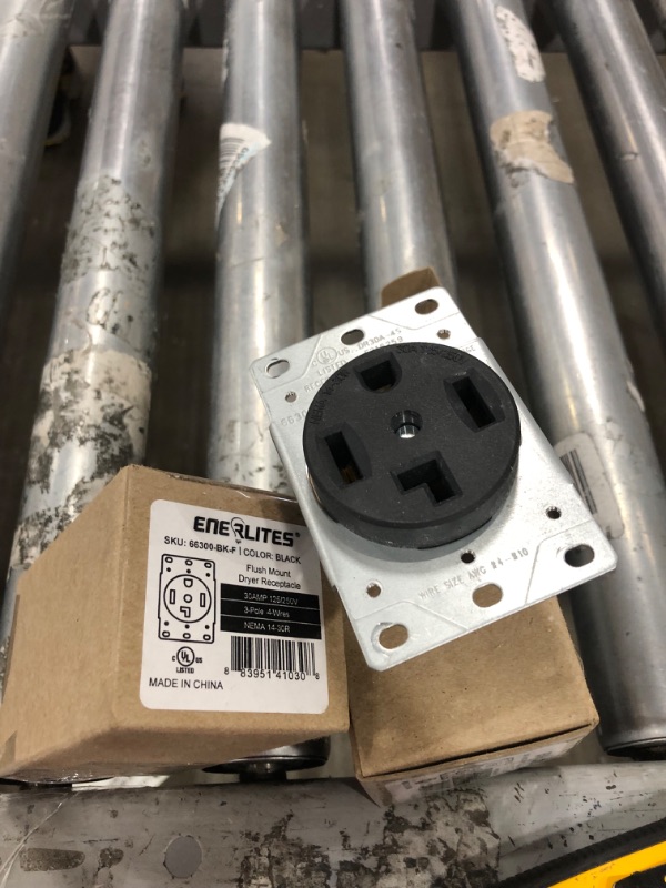 Photo 2 of ENERLITES 66300-BK 30 Amp Dryer Receptacle Outlet, NEMA 14-30R | Residential Commercial Industrial Grade, Outdoor/Indoor, 3-Pole, 4 Wire, (10,8,6,4) AWG, UL Listed | 125/250V, 66300-BK-Black
