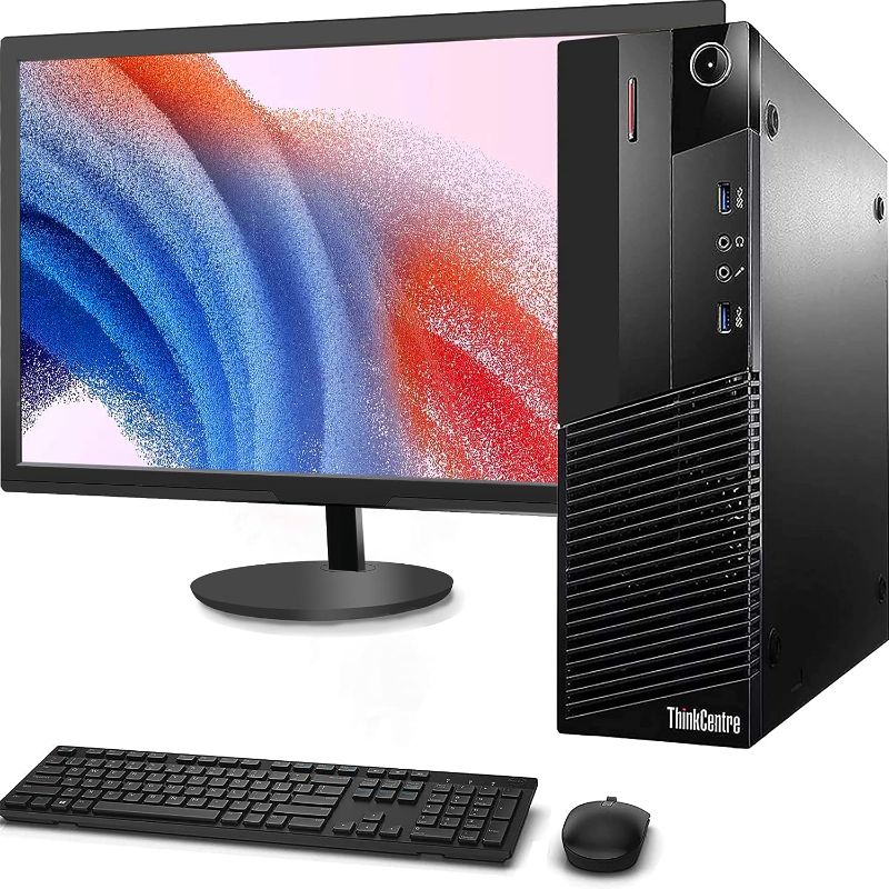 Photo 1 of LENOVO SFF Computer Desktop PC, Intel Core i7 3.4GHz Processor, 16GB Ram, 128GB SSD, 2TB HDD, Wireless Keyboard & Mouse, WiFi | Bluetooth, New 24" FHD LED Monitor, Win 10 Pro (Renewed)
