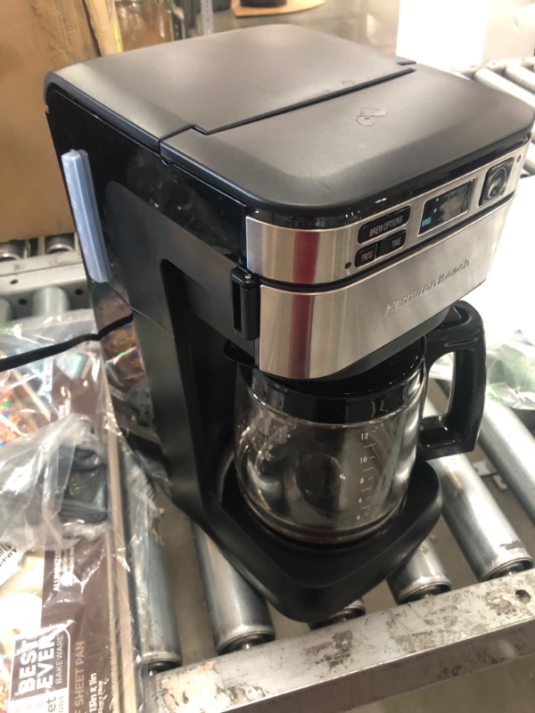 Photo 2 of Hamilton Beach Programmable Coffee Maker, 12 Cups, Front Access Easy Fill, Pause & Serve, 3 Brewing Options, Black (46310)
