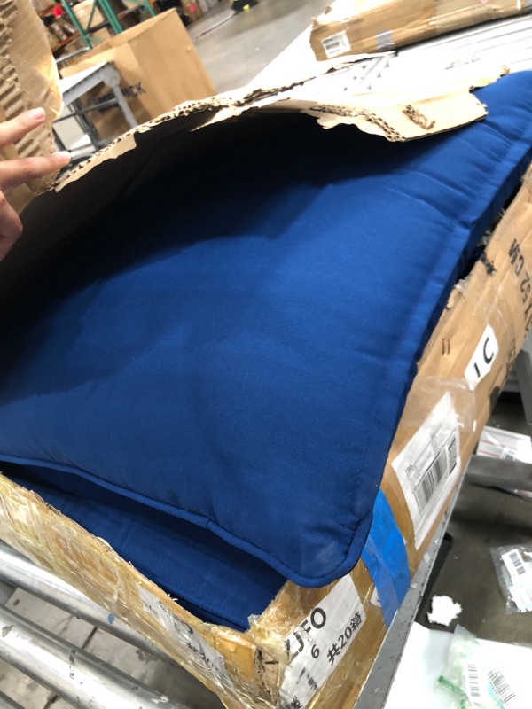 Photo 1 of 24"x24" Waterproof Outdoor Deep Seat Cushion Set, Patio Furniture Seat Cushion Set, Fabric Sponge Foam, Detachable/Washable, Dark Blue Color Set of 6 (2 Back 2 Seater 2 Pillow)