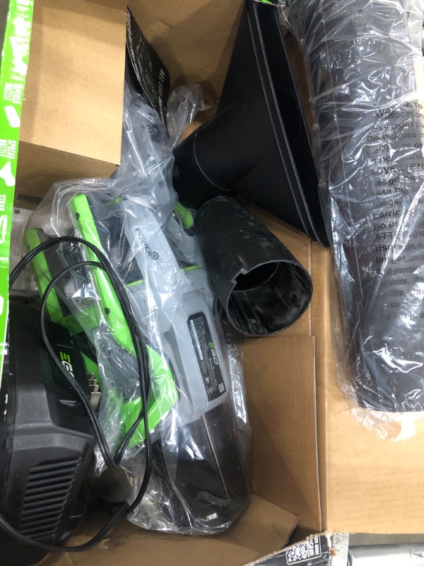 Photo 1 of EGO Power+ LB7654 765 CFM Variable-Speed 56-Volt Lithium-ion Cordless Leaf Blower 5.0Ah Battery and Charger Included, Black 765 CFM Blower Kit w/ 5.0Ah Battery