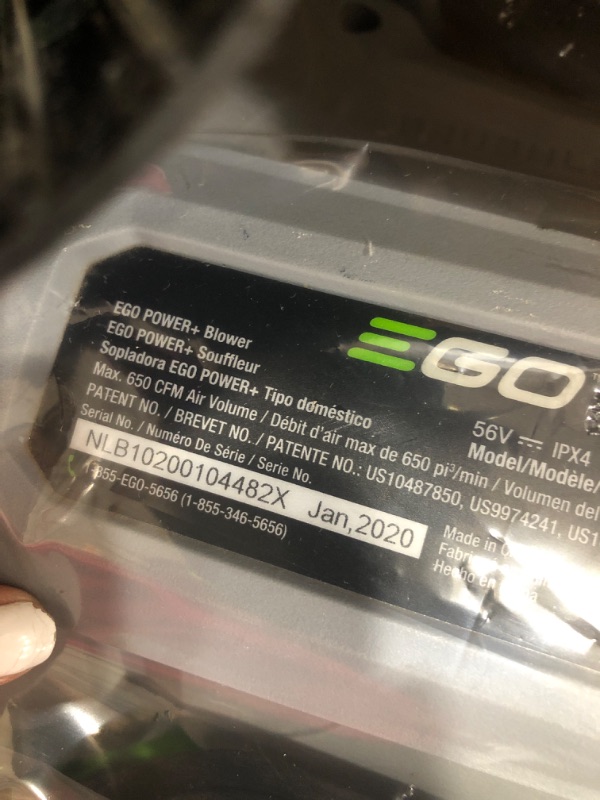Photo 3 of EGO Power+ LB7654 765 CFM Variable-Speed 56-Volt Lithium-ion Cordless Leaf Blower 5.0Ah Battery and Charger Included, Black 765 CFM Blower Kit w/ 5.0Ah Battery