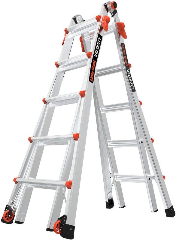 Photo 1 of Little Giant Ladder Systems, Velocity with Wheels, M22, 22 Ft, Multi-Position Ladder, Aluminum, Type 1A, 300 lbs Weight Rating, (15422-001)
