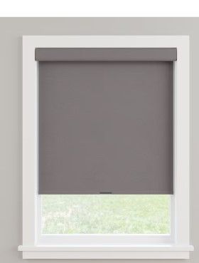 Photo 1 of allen + roth 31-in x 72-in Gray Room Darkening Cordless Roller Shade