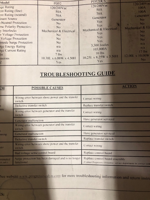 Photo 4 of * Broken relay * sold for parts *
Progressive Dynamics PD52V 5200 Series Automatic Transfer Switch - 240 VAC, 50 Amp