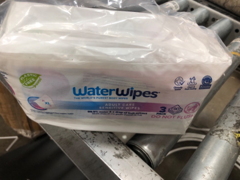Photo 2 of 2 PACK**WaterWipes Adult Care Sensitive Wipes Plastic-Free 99.9% Water Based Wipes Unscented for Sensitive Skin Large Wet Wipes for Incontinence & All Ove

