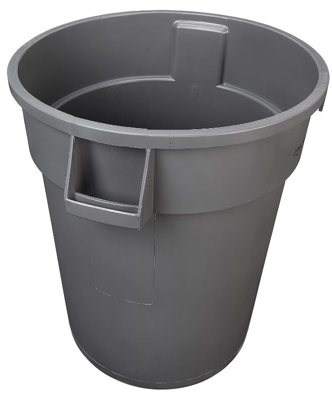 Photo 1 of AmazonCommercial 55 Gallon Heavy Duty Round Trash/Garbage Can, Grey, 1-pack
