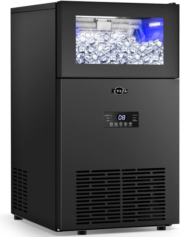 Photo 1 of TYLZA Commercial Ice Maker 130 LBS/24H, Upgraded 15" Wide Under Counter Ice Maker with 35LBS Ice Capacity, Ready in 11-20Mins, 45PCS Ice Cubes Large Ice Machine Self Clean Stainless Steel Undercounter
