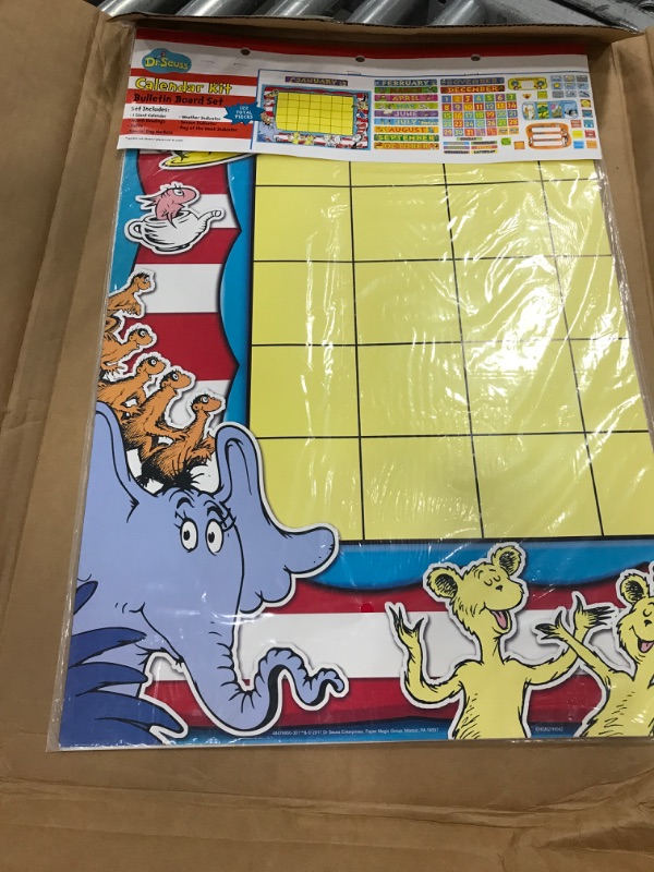 Photo 2 of Eureka Classroom Supplies Back to School Dr. Seuss Teacher Calendar Bulletin Board Set, 122 pcs Calender Bulletin Board Set