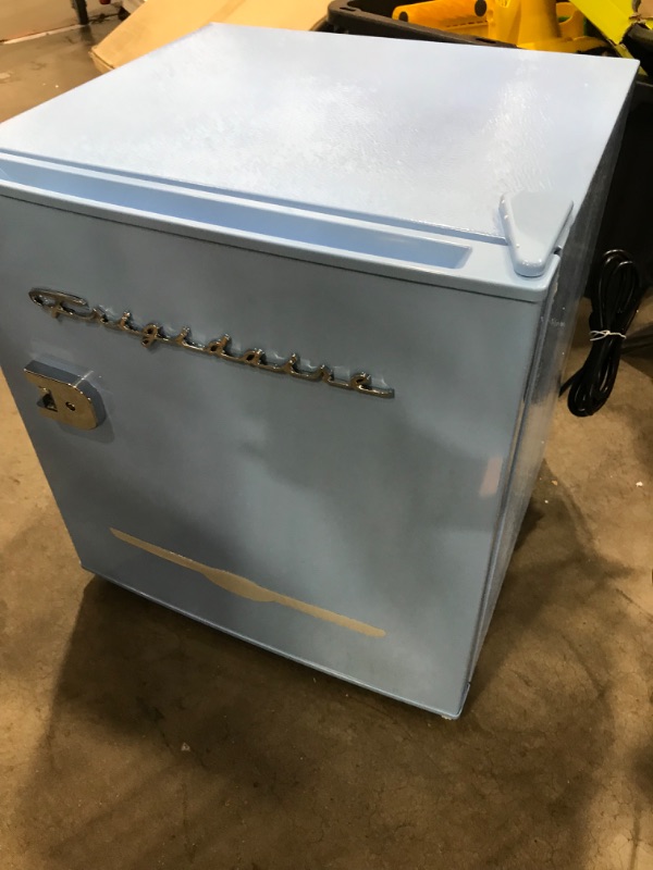 Photo 1 of Frigidaire EFR176-BLUE 1.6 cu ft Blue Retro Fridge with Side Bottle Opener. for The Office, Dorm Room or Cabin
