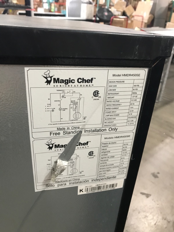 Photo 5 of Magic Chef HMDR450SE Double Door Mini Refrigerator Stainless Look 4.5 cu. ft.