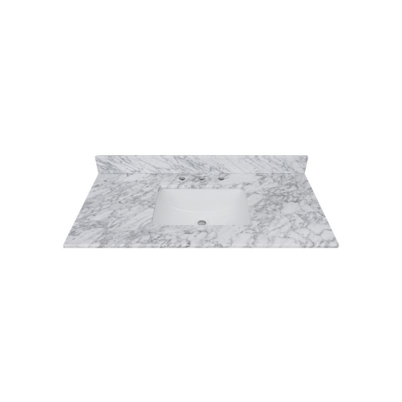 Photo 1 of 37 in. W x 22 in D Marble White Rectangular Single Sink Vanity Top in White