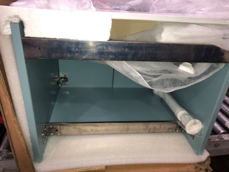 Photo 1 of ***Parts Only***Ceramic Bathroom Vanity, Stainless Steel Bathroom Vanities, Moisture and Water Proof Vanity, for Bathroom, Garage, and Garden (23.8" W, Includes Cold and Hot Faucet, Set of Accessories) 23.8 in