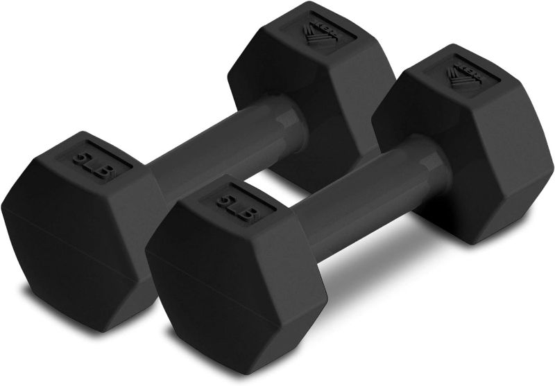 Photo 1 of **STOCK PHOTO REFERENCE ONLY** RBX Vinyl Coated Hand Weight Dumbbell Set - Hex Shaped, Roll Free, (Set of 2)