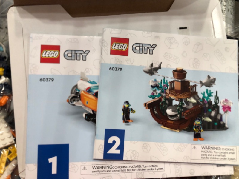 Photo 3 of *MISSING BAGS* LEGO City Deep-Sea Explorer Submarine 60379 Building Toy Set, Ocean Submarine Playset with Shipwreck Setting, 6 Minifigures and 3 Shark Figures for Imaginative Play, A Gift Idea for Ages 7+