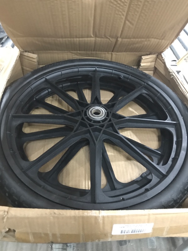 Photo 1 of 20x1.95" Flat Free Cart Wheels Compatible with Rubbermaid Garden Yard Cart, 20" Replacement Flat Free Tire Assembly with 3/4" Bearing for Big Wheel Utility Carts/Lawn Carts-2PCS 3/4 inch bearing