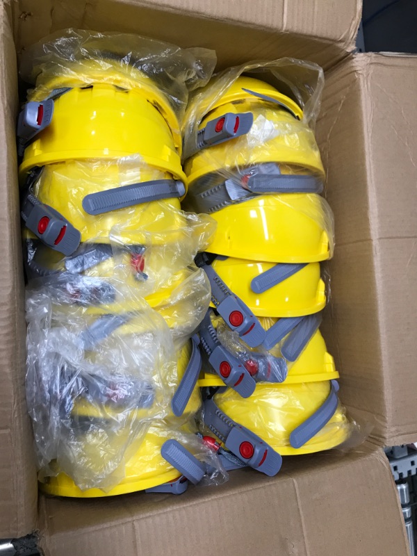 Photo 2 of 14 Pieces 4 pt. Suspension Hard Hat Bulk Safety Helmets ABS Construction Hardhats Adjustable Ratchet Hard Hats with Vents and Cotton Brow Pad Hard Hats for Men Work Head Protection Supplies Yellow