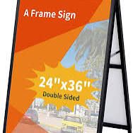 Photo 1 of 24 x 36 Inch A Frame Sign Double-Sided Folding Sandwich Board Heavy Duty Slide-in Sidewalk Signboard for Outdoor Street Advertising Poster