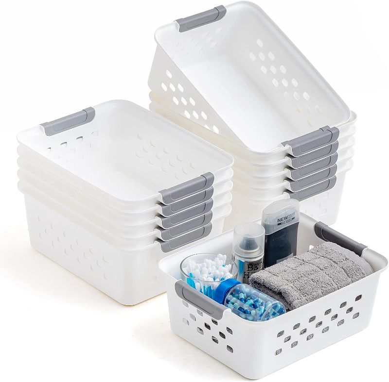 Photo 1 of 
IRIS USA 12Pack Small Shelf Storage Basket Organizer for Pantries, White
Color:White
Size:12-Pack - Small