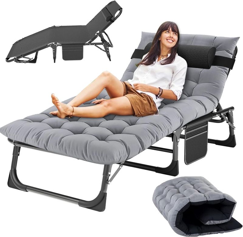 Photo 1 of 
Color is Different***Slsy 5-Position Sleeping Cots for Adults, Folding Chaise Lounge Chairs Outdoor, Portable Folding Bed Cot Lounge Chair for Beach Lawn Camping Pool Sun Tanning
Color:Ashy Gray