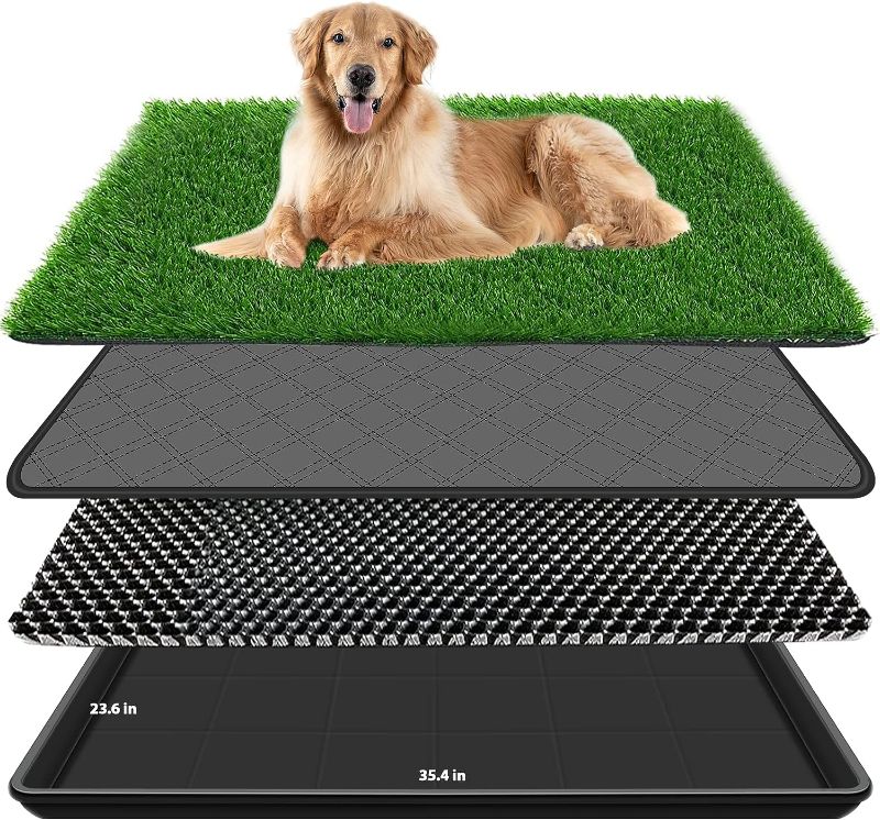 Photo 1 of 
Embellbatt 35.4 x 23.6In Dog Grass Pad with Tray Pet Potty Fake Grass Training Mat Artificial Grass for Dogs with Tray on Indoor and Outdoor
Size:35.4 X 23.6 inches