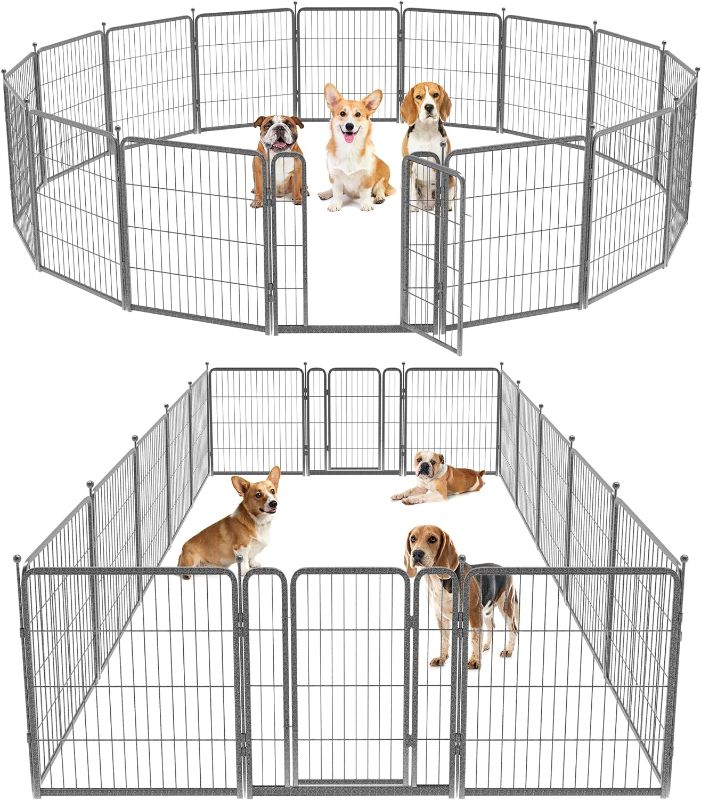 Photo 1 of 
FXW Aster Dog Playpen Outdoor,8/16 Panels Dog Fences for The Yard,24"/32"/40" Height Metal Dog Pens Outdoor Pet Fence with Doors for...
Color:Silver
Pattern Name:32" H 16 Panels