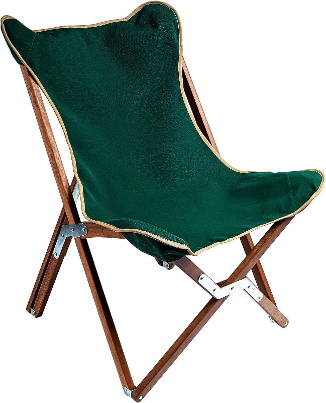 Photo 1 of BYER OF MAINE - Pangean Butterfly Chair, Easy to Fold Hardwood Sling Chair for Beach and Camping - 34" H x 23" W, 27" D, Single - Green