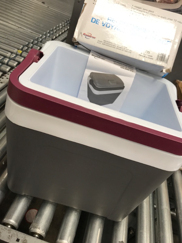 Photo 2 of *MISSING LID* Koolatron Thermoelectric Iceless 12V Cooler 25 L (26 qt), Electric Portable Car Fridge w/ 12 Volt DC Power Cord, Gray/White, Travel Road Trips Camping Fishing Trucking, Made in North America